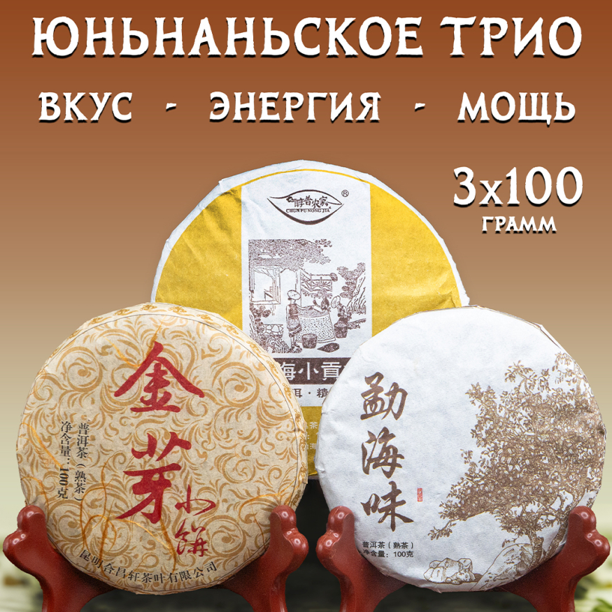 Набор Шу Пуэров &amp;quot;Юньнаньское Трио&amp;quot; - 3 по 100 гр.